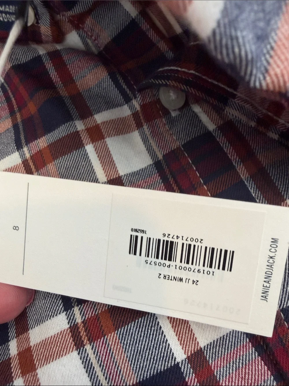 NWT Janie & Jack Plaid Button-Down Shirt, 8